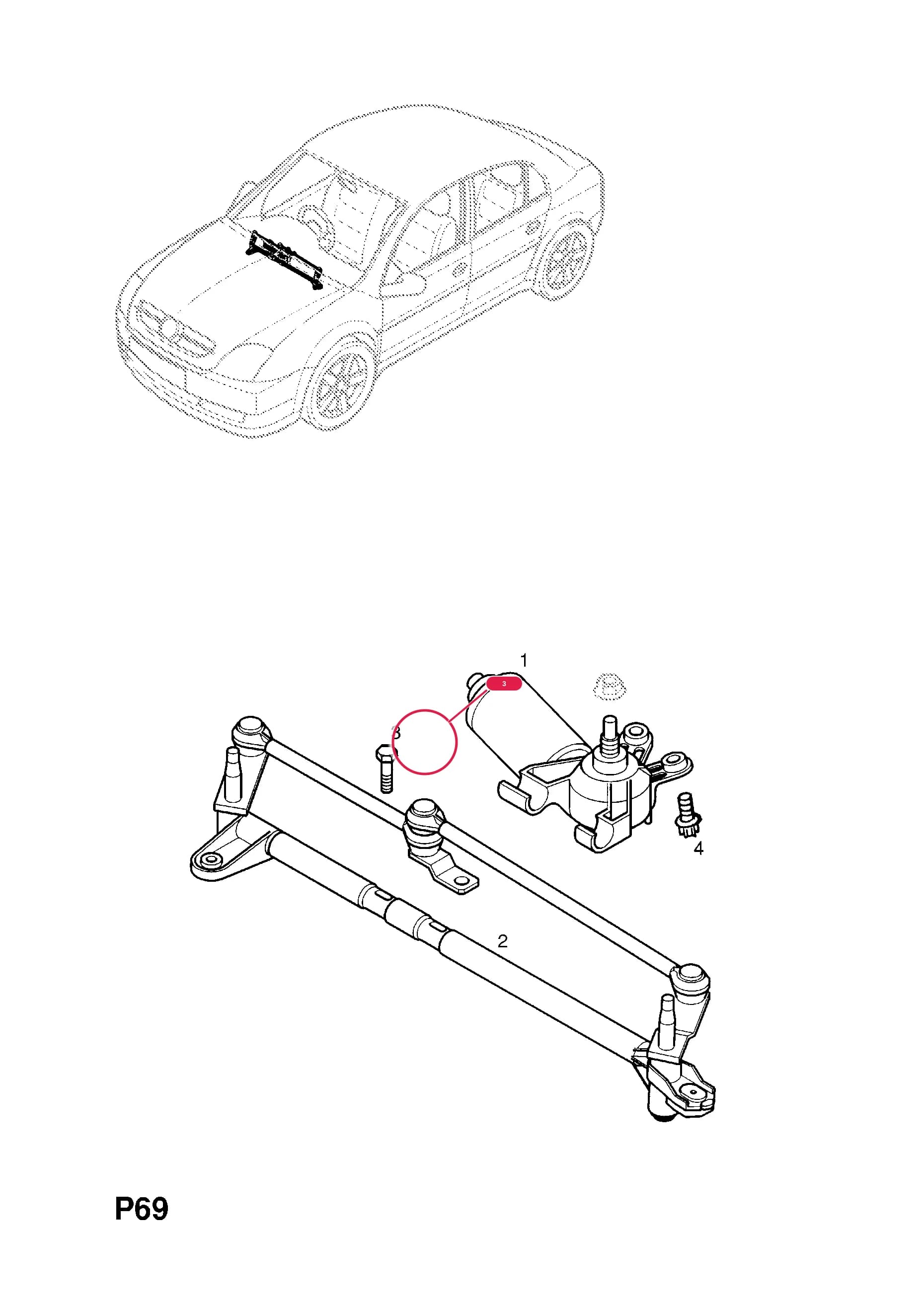 SCREW,HEX.HD.,M6 X 34,WIPER MOTOR TO BRACKET,LHD (NLS.- NO REPLACEMENT PART) — Opel  VECTRA-C ( 2002 -  2008) — P ELECTRICAL › 13 BODY