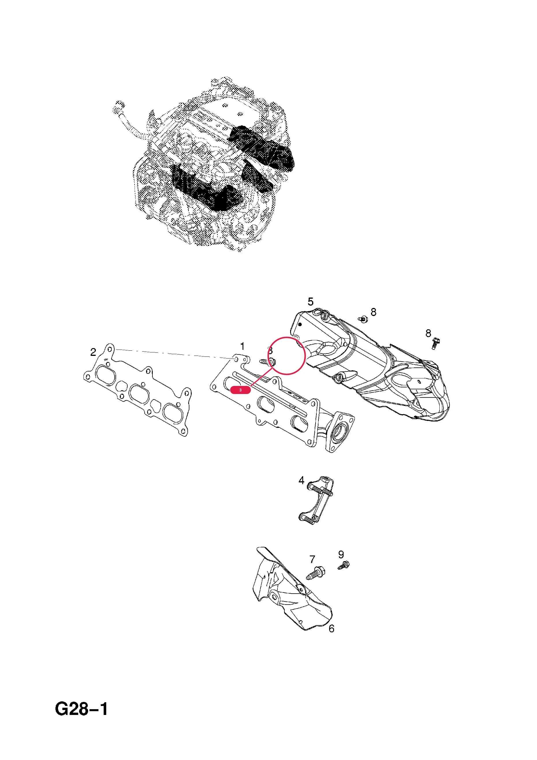 -SCREW,HEX.HD.,M8 X 30.7,EXHAUST MANIFOLD TO CYLINDER HEAD — Opel  VECTRA-C ( 2002 -  2008) — G FUEL AND EXHAUST › 58.EXHAUST MANIFOLD