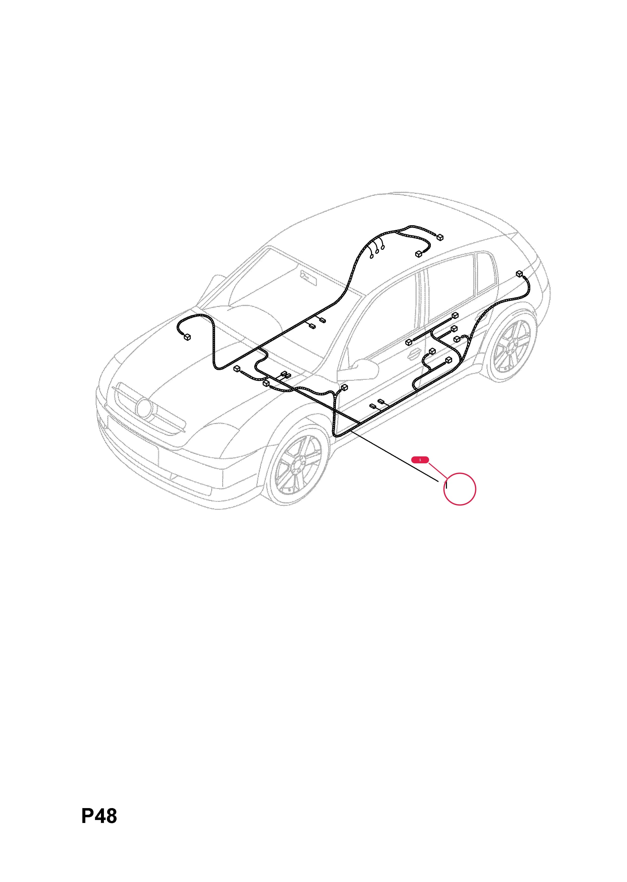 HARNESS,ASSY.,BODY,LHD,FRONT (IDENT JWK) (EXCEPT PARKING PILOT SYSTEM) (EXCEPT DRIVER MEMORY CONVENIENCE PACK) (NOT USED WITH HEATED REAR SEATS) (NOT USED WITH LOW TYRE PRESSURE INDICATOR)  (PRODUCTION NO. 13160041)Примечание:NOT USED WITH REAR SEAT COMPARTMENT STOWAGE — Opel  SIGNUM ( 2003 -  2008) — P ELECTRICAL › 9 WIRING HARNESS