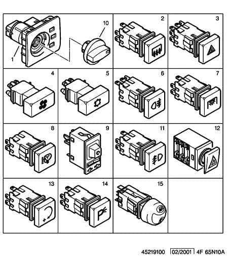 Until DATE 19990531 — equipment — dashboard › FASCIA PANEL SWITCHES AND PLUGS