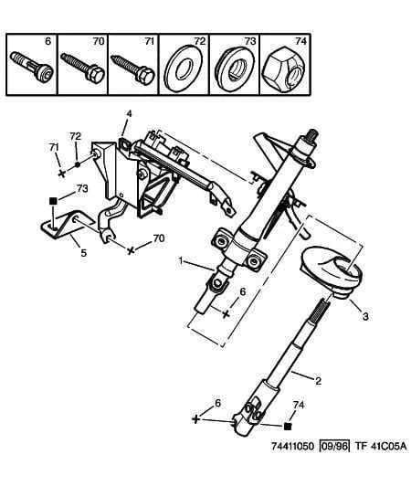 SELF LOCKING NUT, DIAM 8X125-7-13, Replaced by 6939 C2 — functions — steering column › STEERING COLUMN SUPPORT
