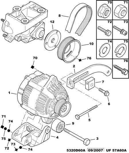 ALTERNATOR 90 AMP And AIR INLET HEATING — electrical components — current generation › ALTERNATOR AND FIXINGS