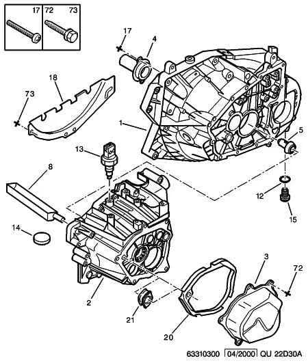 Until BOITE 0038737 — functions — gearbox › ENGINE CLUTCH HOUSING MANUAL GEARBOX
