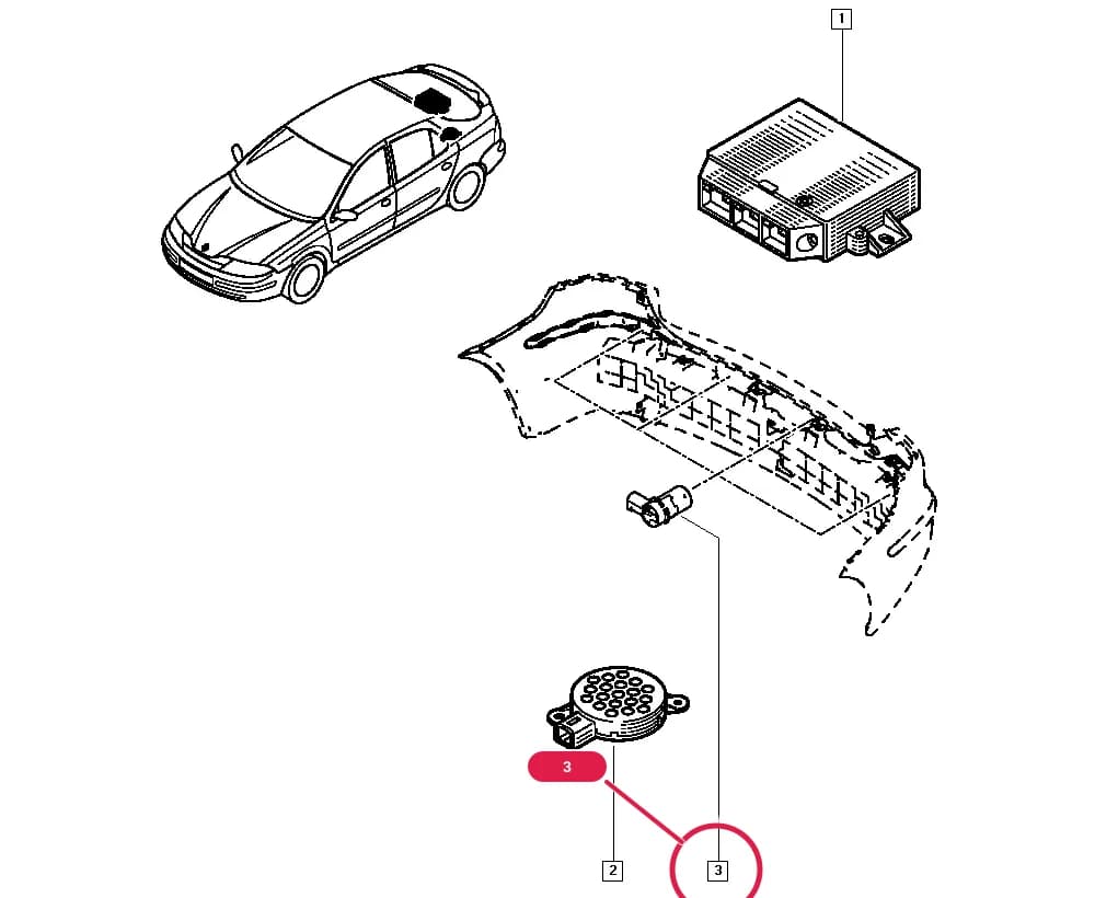 Vehicle fabrication number >= MOD0504, Proximity radar = RDPROX-With proximity radar; Part to be painted = Yes — BG00 — Upholstery - Electricity › 83 Instrument panel / Proximity radar