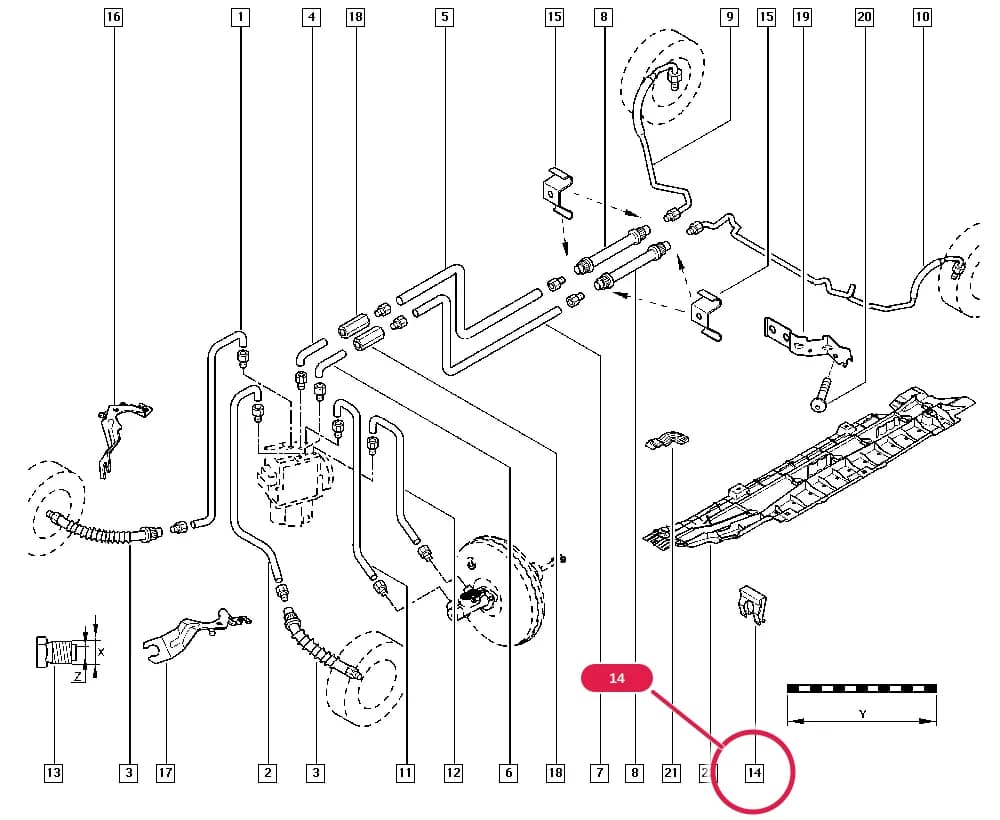 BR01 — Manual › 37 Pedal assembly / Brake pipes