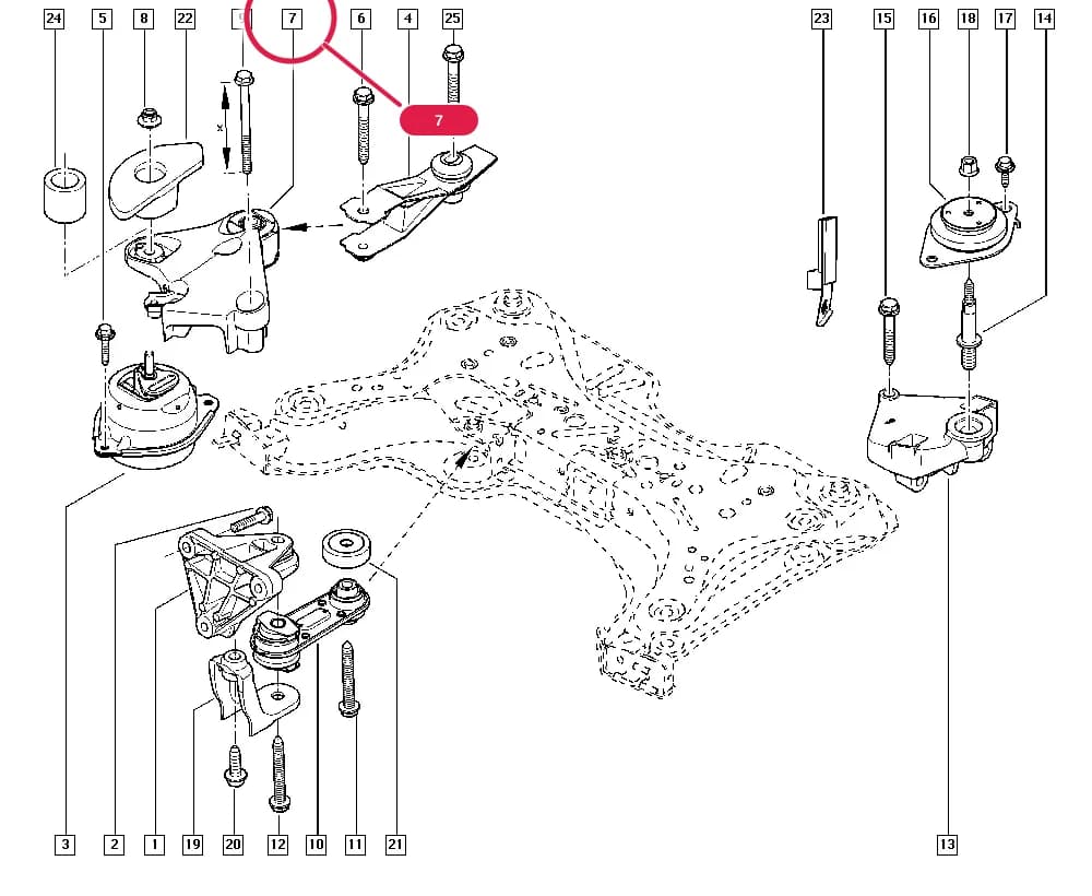 BJ0G — Manual › 19 Cooling system - Reservoirs - Exhaust system - Engine mounting / Engine mounting