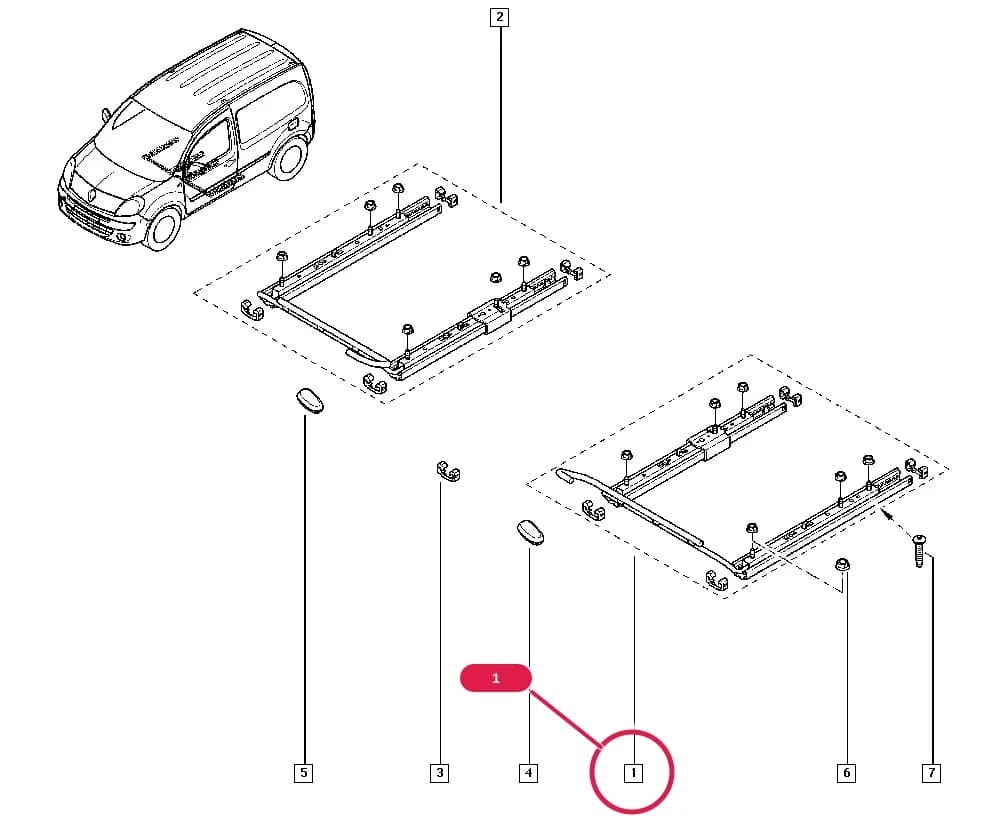 Type of driver seat adjustment = COREHA-Height adjustable driver's seat or Type of driver seat adjustment = CORHLR-Reinforced height and lumbar adjustable driver’s seat — FW00 — Upholstery - Electricity › 75 Seat mechanism / Seat runner