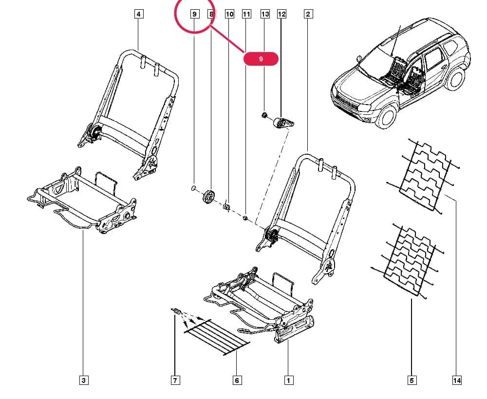 NFAB = M; Vehicle fabrication number < MOD1506, Additional to Limited Edition = ENPB01; Additional to Limited Edition = ENPBN1; Equipment level = E2, NFAB = A, Vehicle fabrication number < 121213, Side airbag type = Without front side airbag; Equipment level = E2, NFAB = A, Vehicle fabrication number < 130521 and Vehicle fabrication number >= 130107, Side airbag type = Without front side airbag — HSA3 — Upholstery - Electricity › 75 Seat mechanism / Seat frame