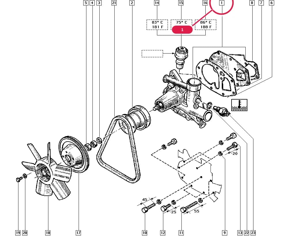 1123 — Manual › 11 Upper engine / Water pump