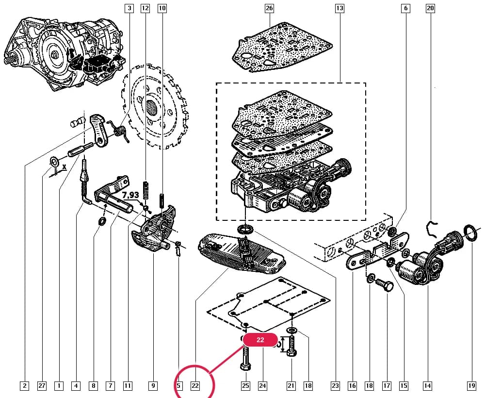 FILTER GAUZE   9+ — L48U — Manual › 23 Automatic gearbox / Automatic gearbox control