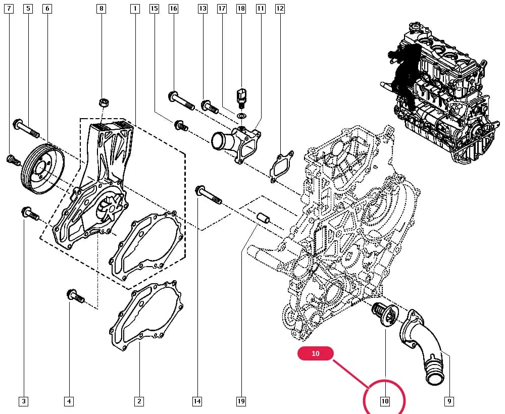 ED0S — Manual › 11 Upper engine / Water pump