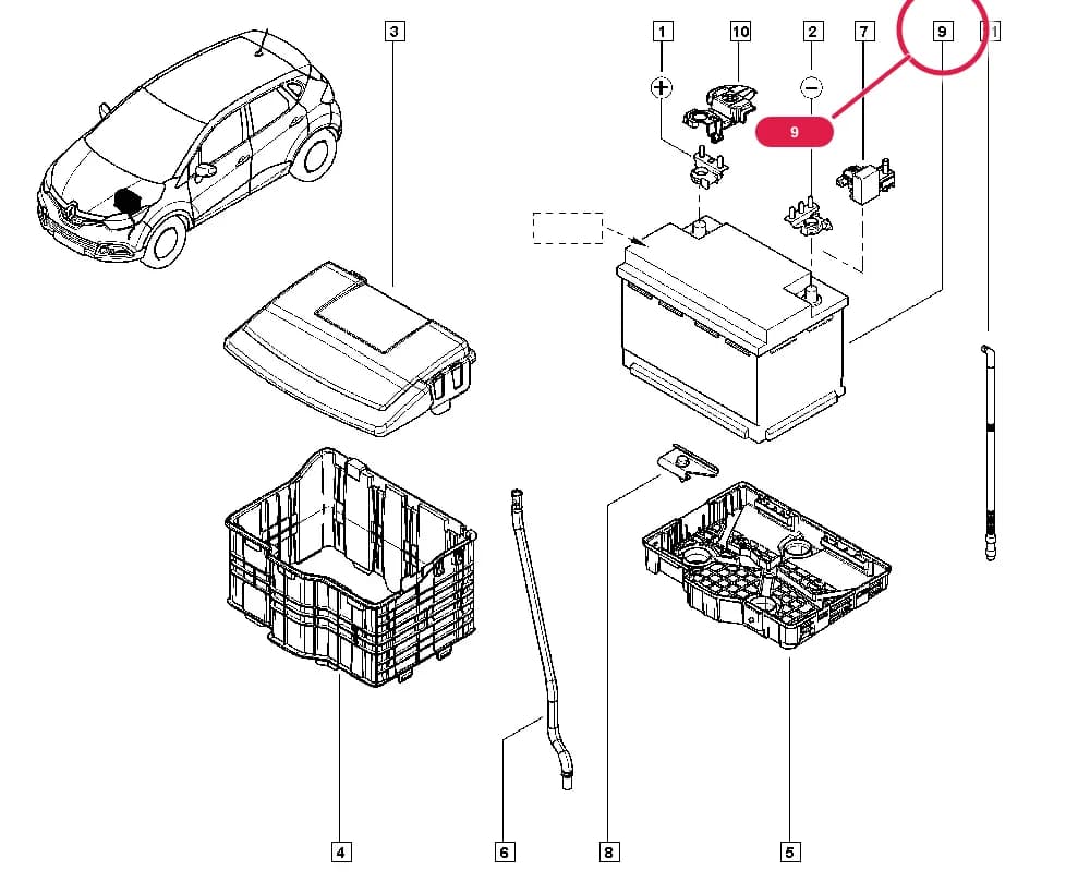 NFAB = W; Marking. = 70AH or Marking. = 720A or Marking. = EFB — J5A2 — Upholstery - Electricity › 80 Battery - External lighting / Battery