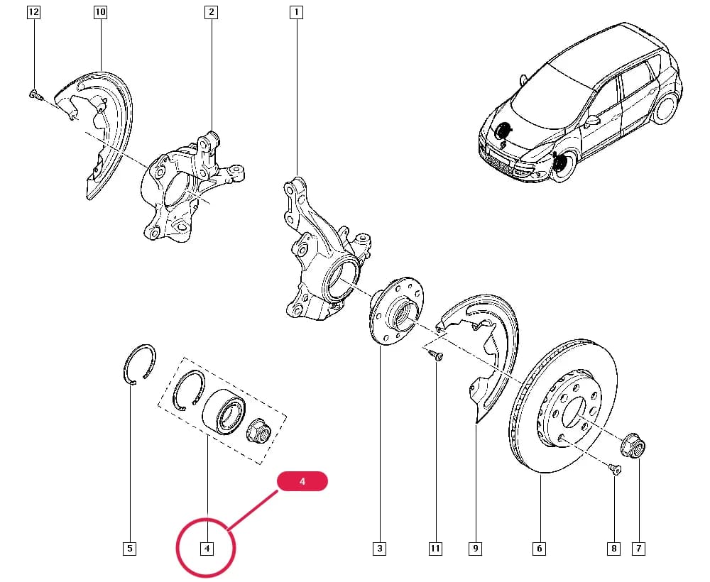 JZ00 — Manual › 31 Front bearing elements / Stub axle - disk
