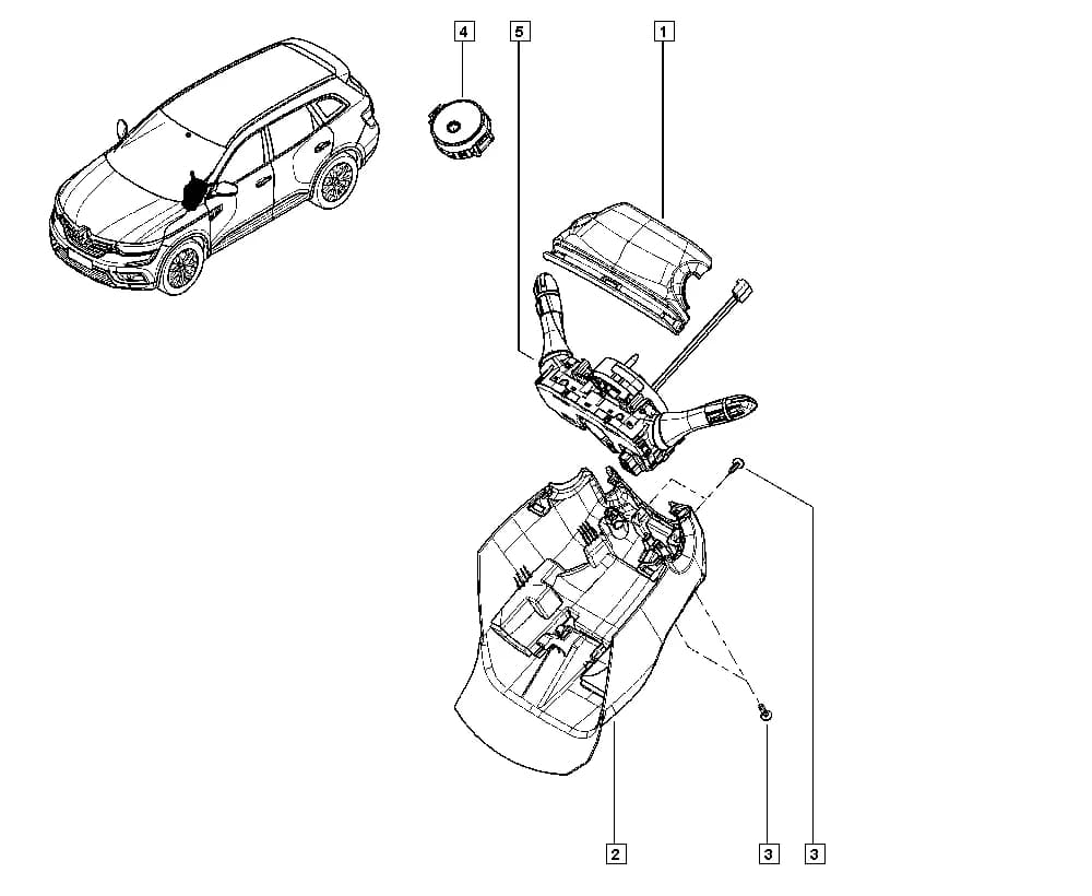 NFAB = A, Wiper start-up type = ALEAHL - Automatic switching of the dipped headlights or Wiper start-up type = ALEVA - Automatic wiper and automatic headlighting, Additional headlights = PROJAB-Front fog light — HEN0 — Upholstery - Electricity › 84 Controls - Signalling / Steering wheel switches