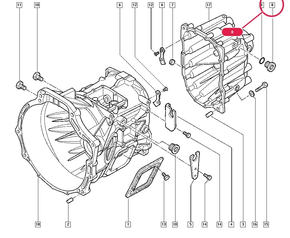 FH04 — Manual › 21 Manual gearbox / Gearbox casings