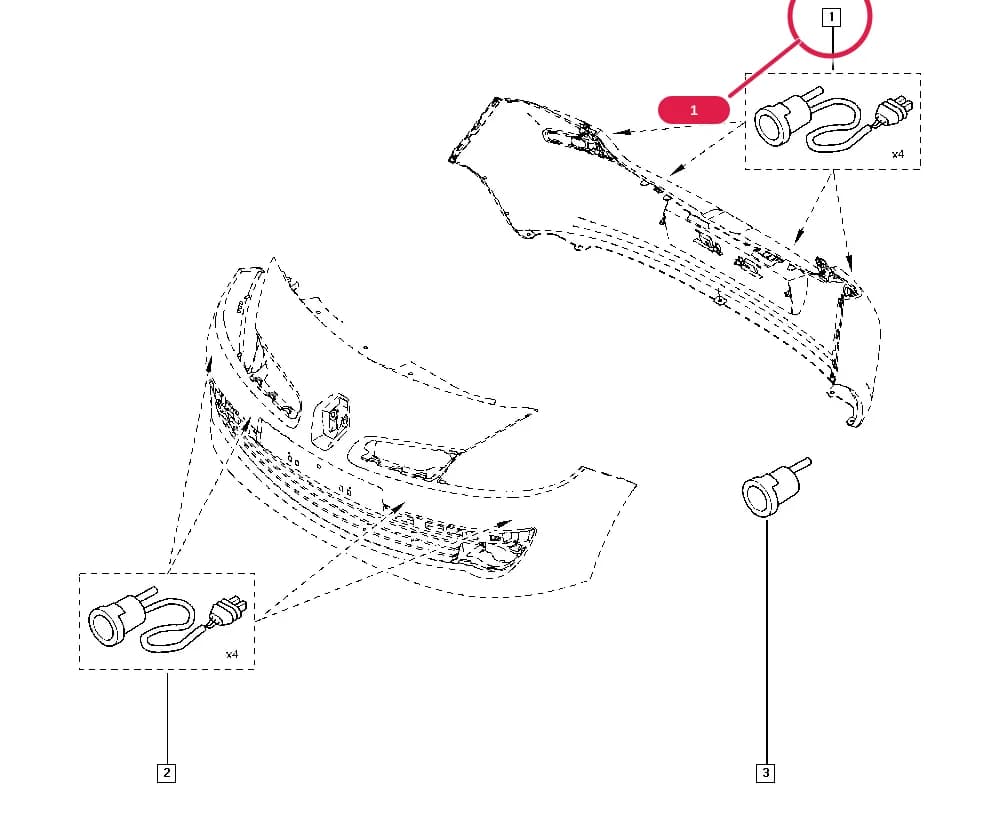 Proximity radar = SRDPRO-Without proximity radar — BR01 — Upholstery - Electricity › 83 Instrument panel / Proximity radar accessories