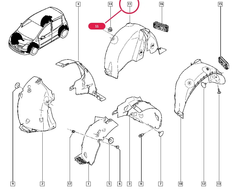 FP0C — Bodywork › 56 Various external accessories / Wheel arch protection