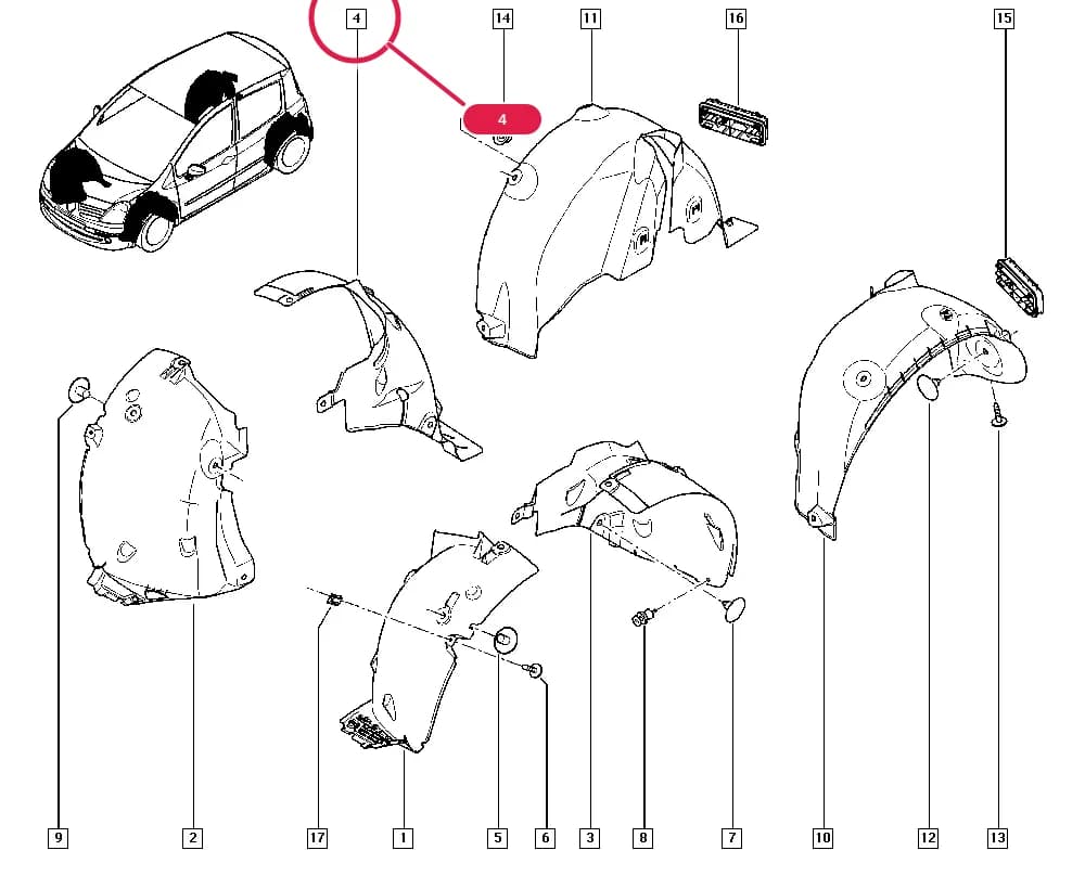 FP0C — Bodywork › 56 Various external accessories / Wheel arch protection