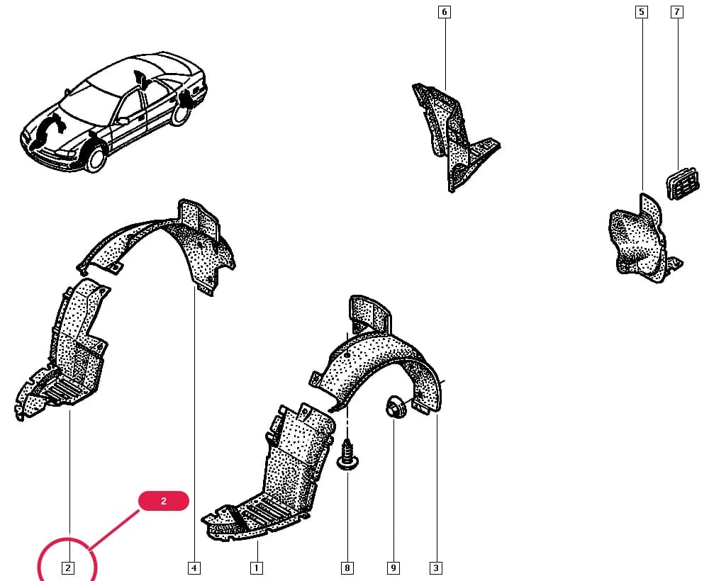 B540 — Bodywork › 56 Various external accessories / Wheel arch protection