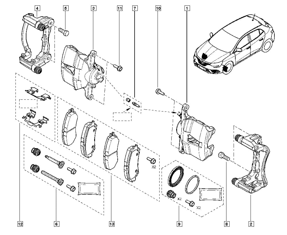 B9M2 — Manual › 32 Non bearing front elements / Brake calipers