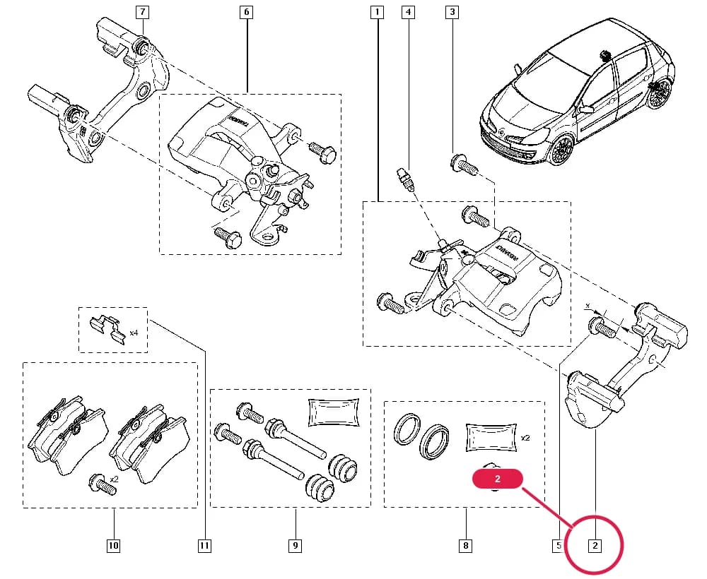 BR01 — Manual › 34 Rear non-bearing elements / Brake calipers