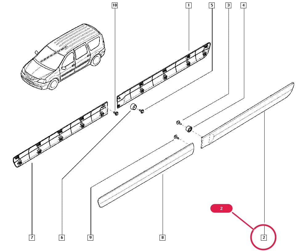 Equipment level = E1, NFAB = P; NFAB = A — FS00 — Bodywork › 55 Protection - external trims / Exterior trims / Spoiler
