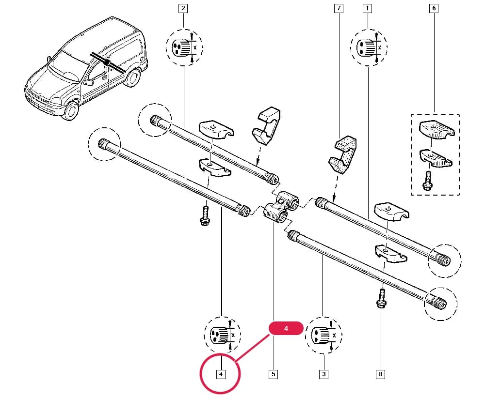 Capacity = CHANOR; (X) dimension = 25.5 — FC01 — Manual › 33 Rear bearing elements / Torsion bar