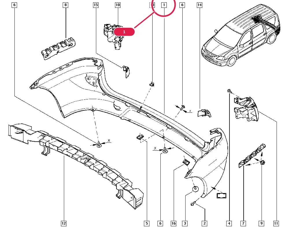 NFAB = A; Colour = Black — FS00 — Bodywork › 55 Protection - external trims / Rear bumpers