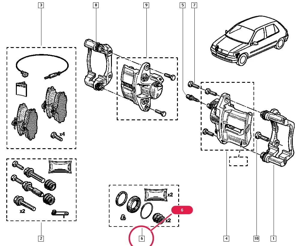 557J — Manual › 32 Non bearing front elements / Brake calipers