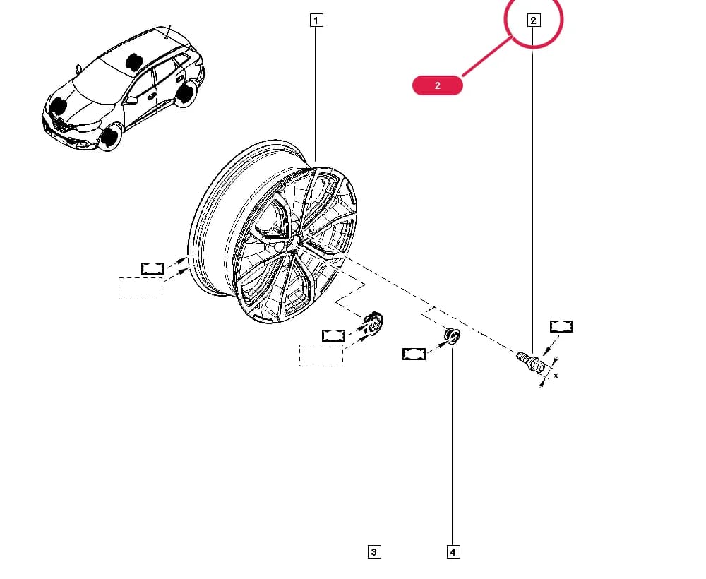 Vehicle fabrication number >= 160919, Emergency spare wheel = KTGREP; Vehicle fabrication number >= 160919, Emergency spare wheel = RSEC01 or Emergency spare wheel = RSGALT; Colour = mid-grey, Marking. = CXA-17 — HLA3 — Manual › 35 Wheels - Tyres / Wheels