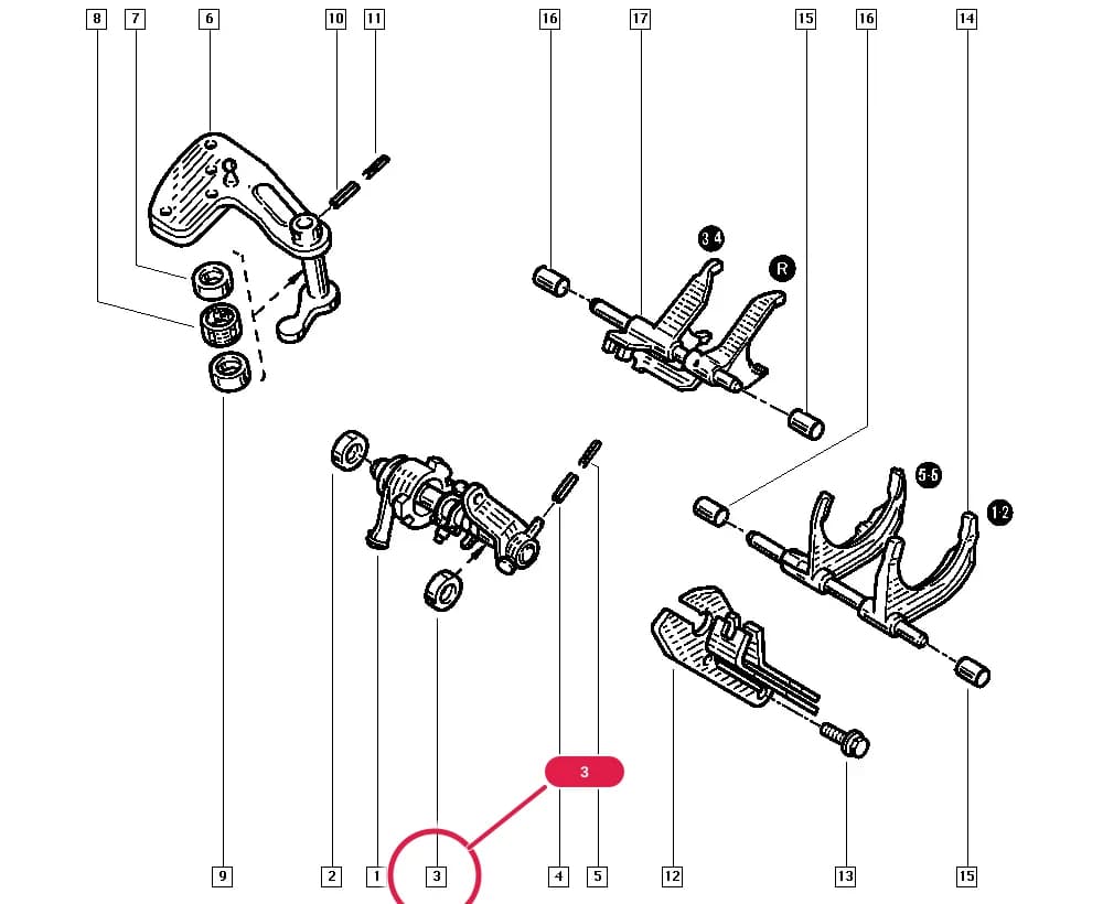 CB1A — Manual › 21 Manual gearbox / Gear selector fork