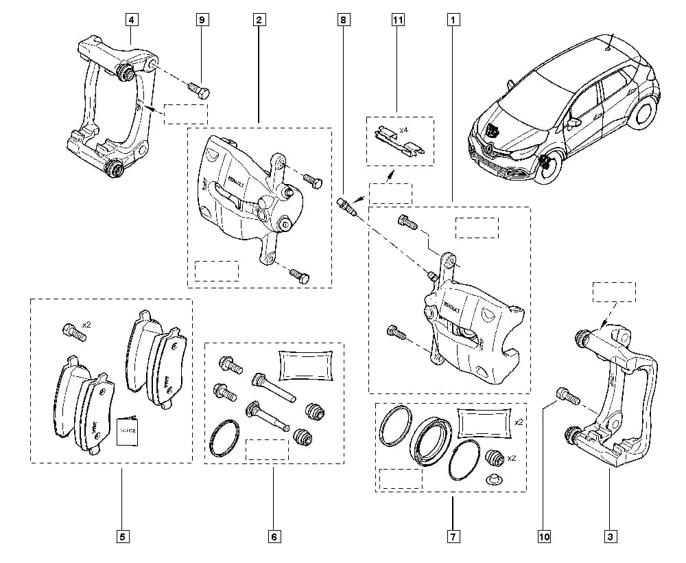 NFAB = H; NFAB = J; Marking. = TRW — H5JA — Manual › 32 Non bearing front elements / Brake calipers