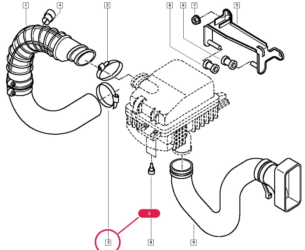 FH0A — Manual › 13 Fuel supply / Air filter hoses
