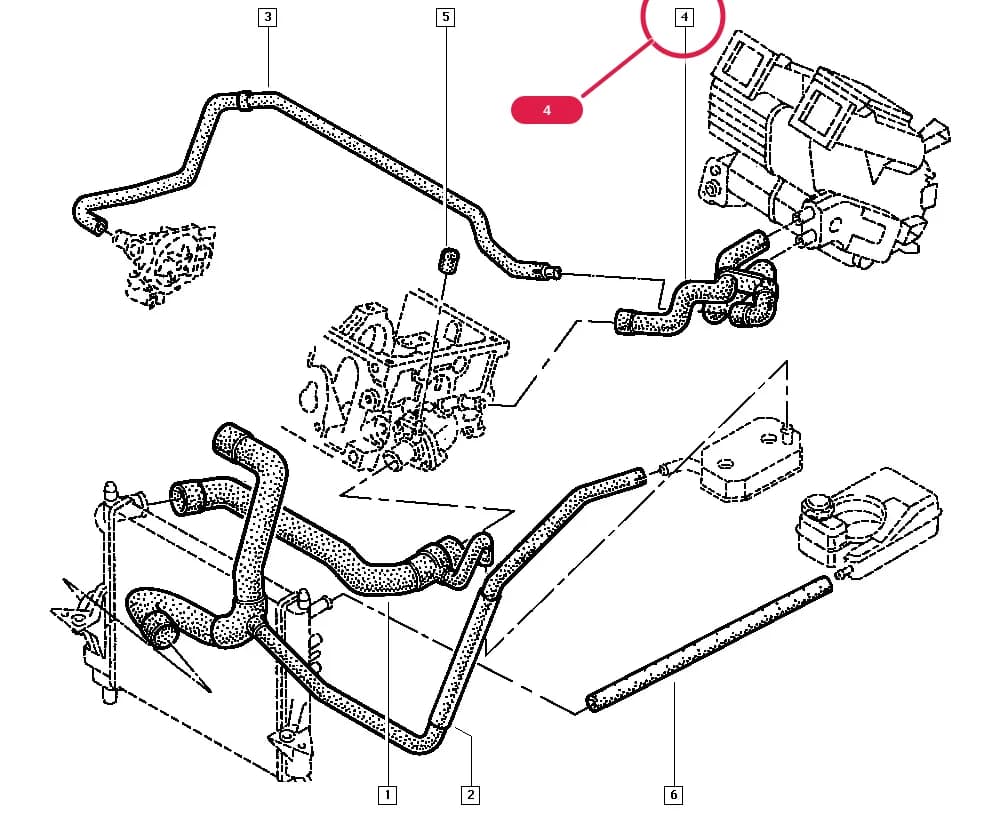 C067 — Manual › 19 Cooling system - Reservoirs - Exhaust system - Engine mounting / Radiator hoses