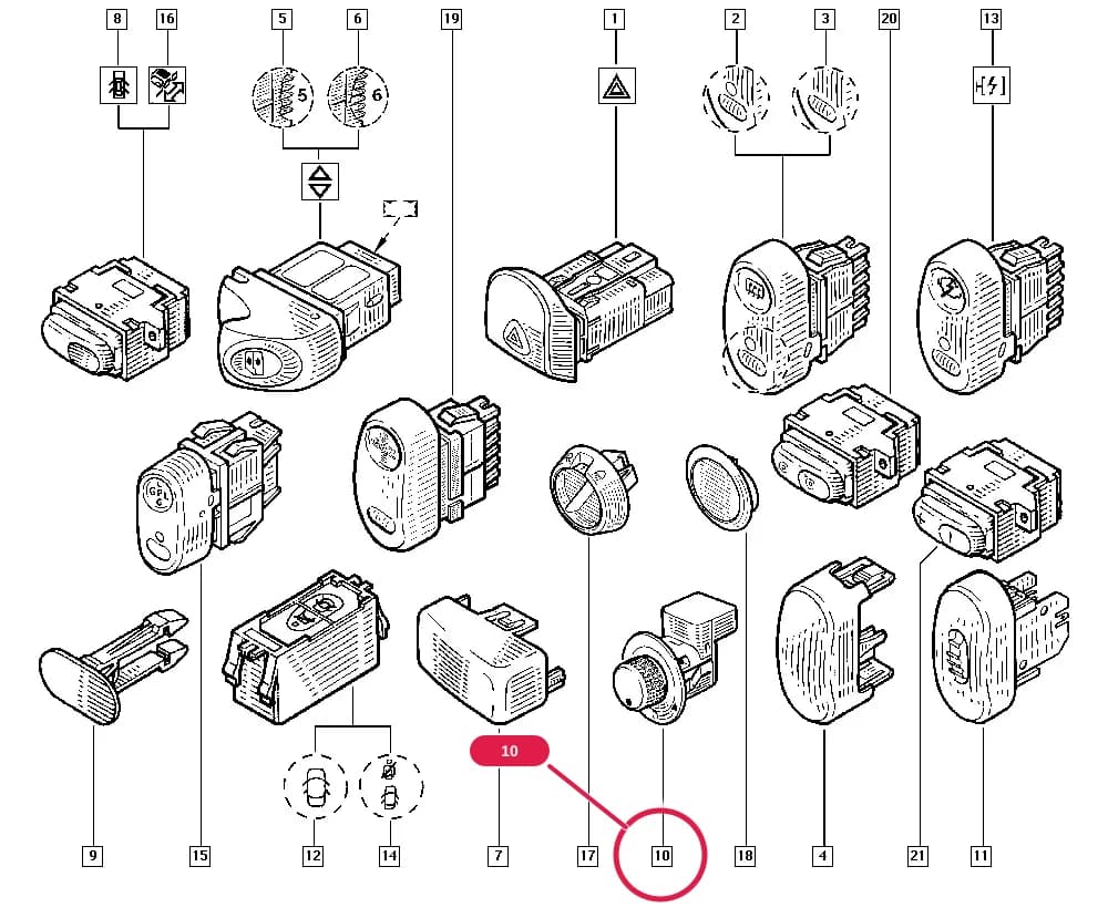 Interior trim = BLEVER — FC01 — Upholstery - Electricity › 84 Controls - Signalling / Switches