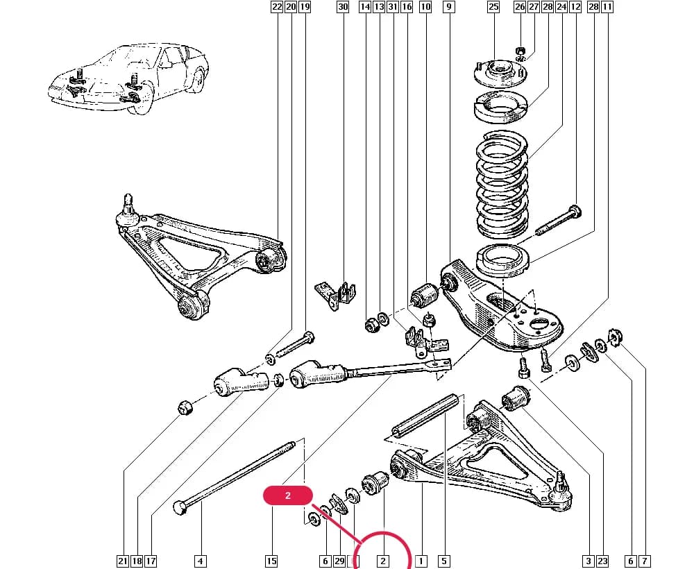 D500 — Manual › 31 Front bearing elements / Front axle