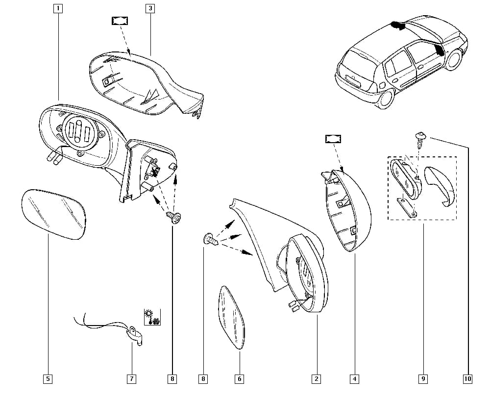 SB07 — Bodywork › 56 Various external accessories / Internal and external rear view mirrors