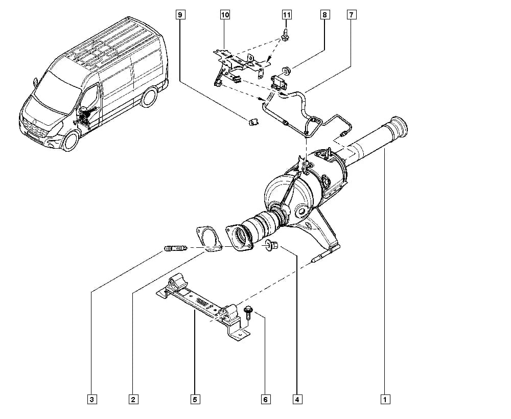 HV0L — Manual › 19 Cooling system - Reservoirs - Exhaust system - Engine mounting / Exhaust system