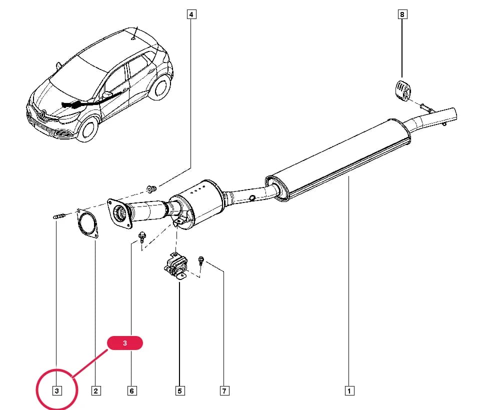 NFAB = H, Additional to Limited Edition = ENPB01; NFAB = J, Additional to Limited Edition = ENPC01; NFAB = E, Additional to Limited Edition = ENPG01; Marking. = M8x125-35 — H5A4 — Manual › 19 Cooling system - Reservoirs - Exhaust system - Engine mounting / Exhaust system