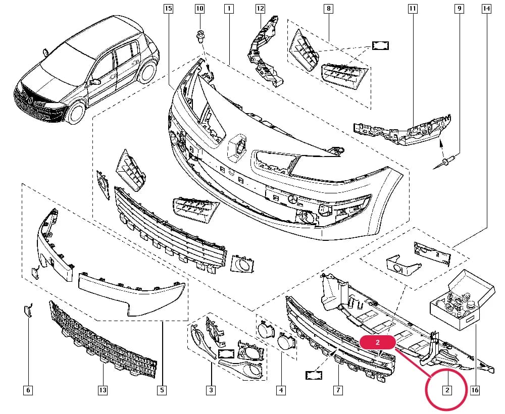 Equipment level = EA1 or Equipment level = EA2 or Equipment level = EA3 or Equipment level = EA4, Vehicle fabrication number >= MOD0602 — BM00 — Bodywork › 55 Protection - external trims / Front bumpers