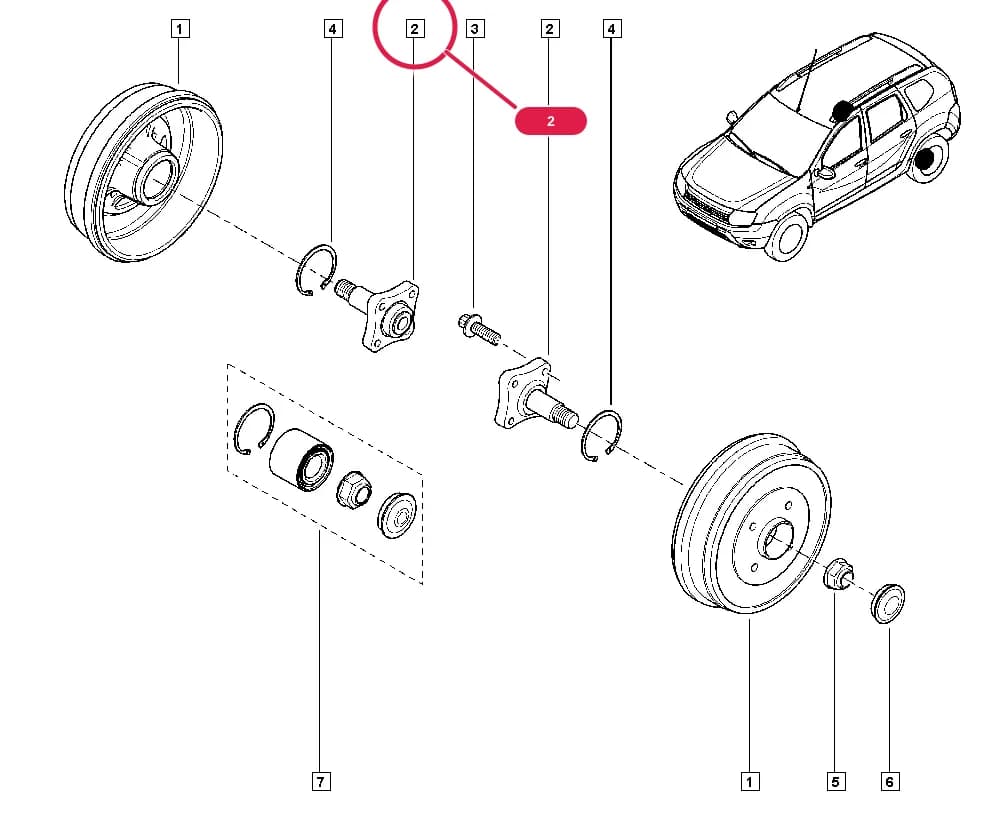 NFAB = A or NFAB = H, Vehicle fabrication number < 120615 and Vehicle fabrication number >= 101130; NFAB = J or NFAB = M, Vehicle fabrication number >= 101130; NFAB = E, Vehicle fabrication number >= 101130; NFAB = A, Vehicle fabrication number >= MOD1311; NFAB = H, Vehicle fabrication number >= MOD1506 — HSA3 — Manual › 33 Rear bearing elements / Stub axle - hubs (Brake drum)