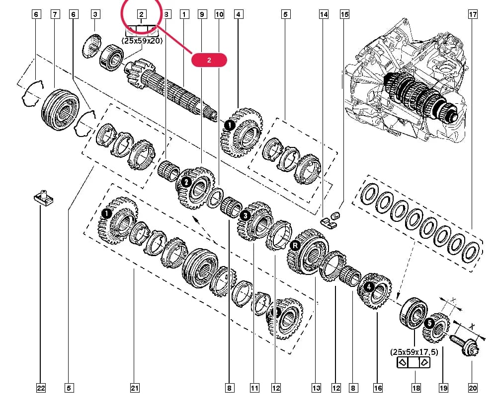 BR0F — Manual › 21 Manual gearbox / Gearbox gears