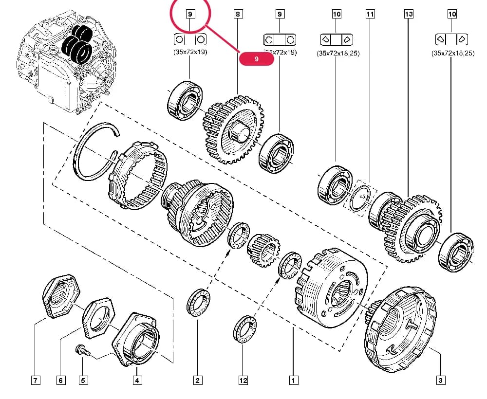 H5M9 — Manual › 23 Automatic gearbox / Automatic gearbox gears
