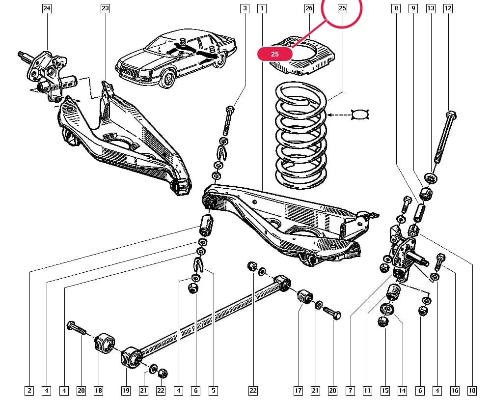 Version = TURBO D; Colour = mid-green — B290 — Manual › 33 Rear bearing elements / Rear axle