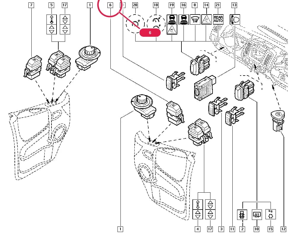 EL00 — Upholstery - Electricity › 84 Controls - Signalling / Switches