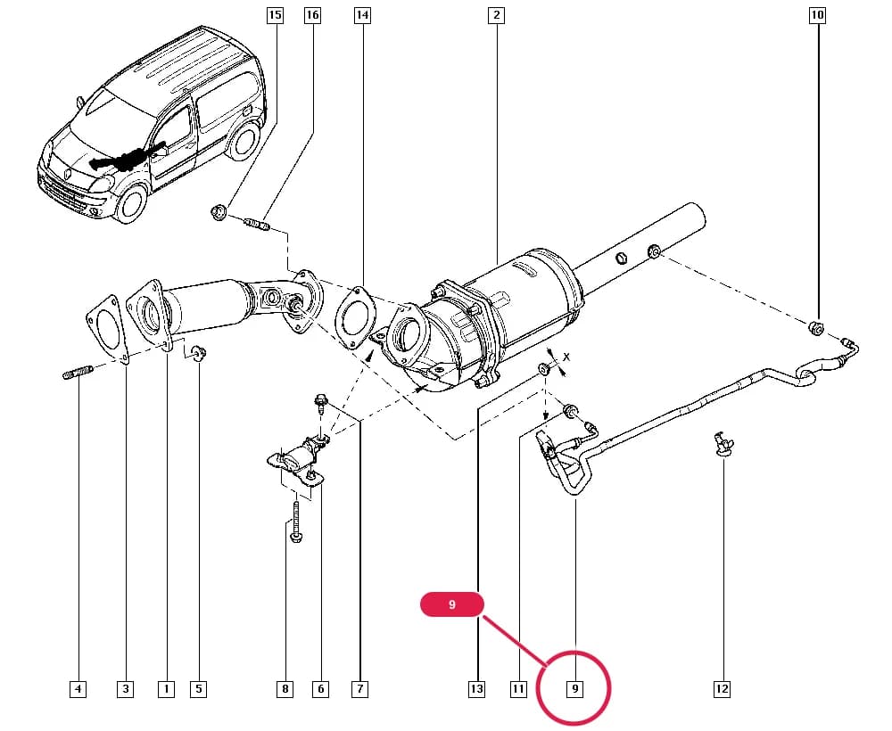 FW0F — Manual › 19 Cooling system - Reservoirs - Exhaust system - Engine mounting / Exhaust system