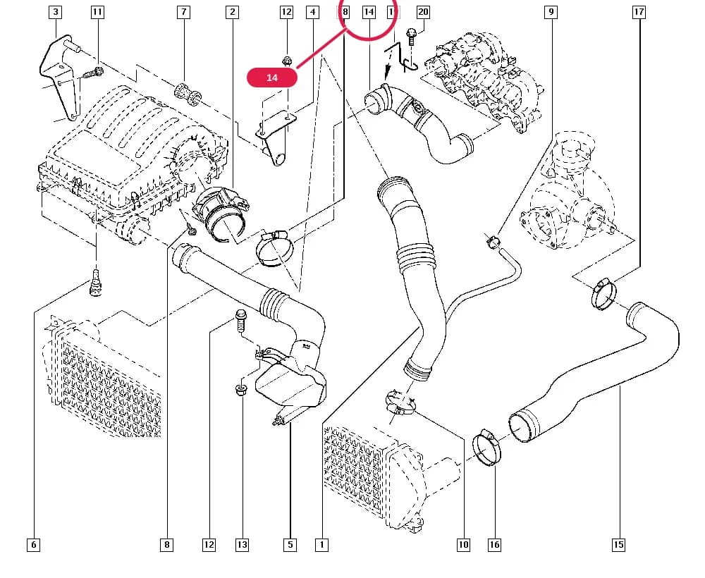 FH04 — Manual › 13 Fuel supply / Air filter hoses