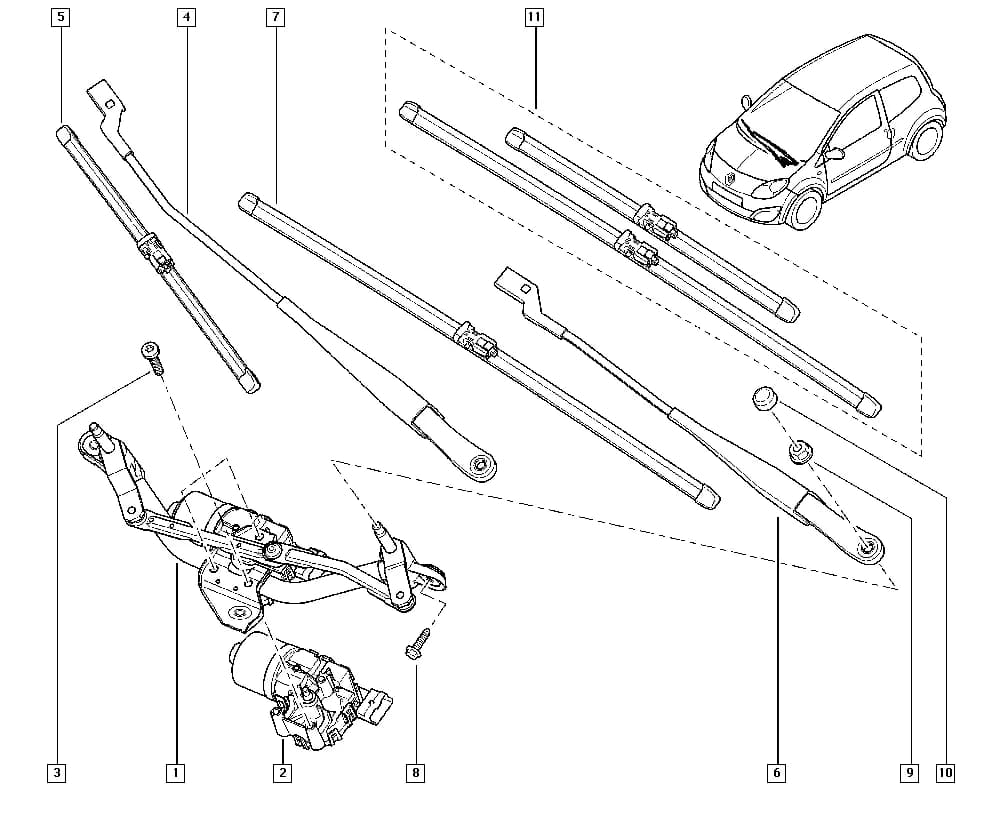 GN00 — Upholstery - Electricity › 85 Screen wipers / Wipers