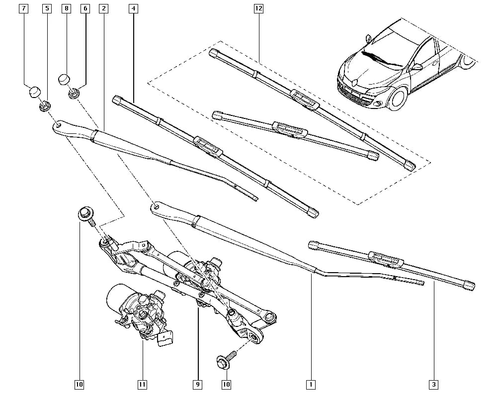 EZ00 — Upholstery - Electricity › 85 Screen wipers / Wipers