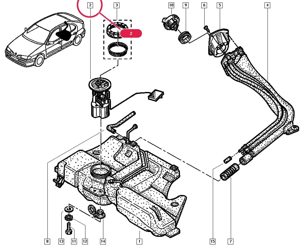 BA08 — Manual › 19 Cooling system - Reservoirs - Exhaust system - Engine mounting / Fuel tank